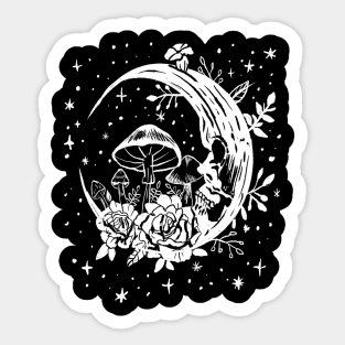 Gothic Moon, Mushrooms, and Flowers Punk Witchy Sticker